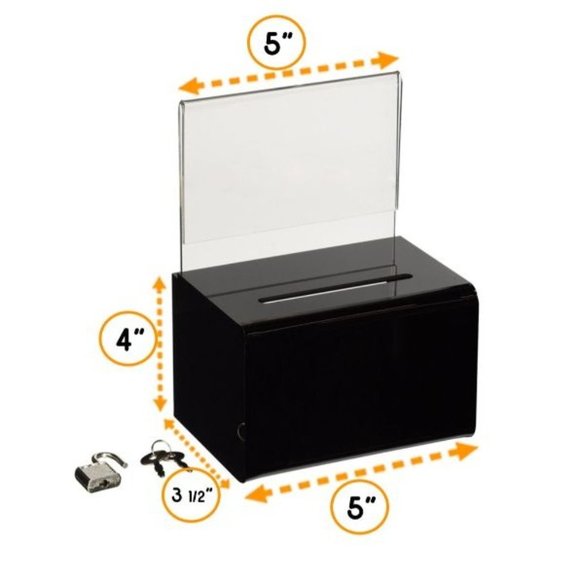SourceOne Oblong, Donation Box with Clear Sign Holder/Ad Frame and Free Lock, 5 - Picture 4 of 9